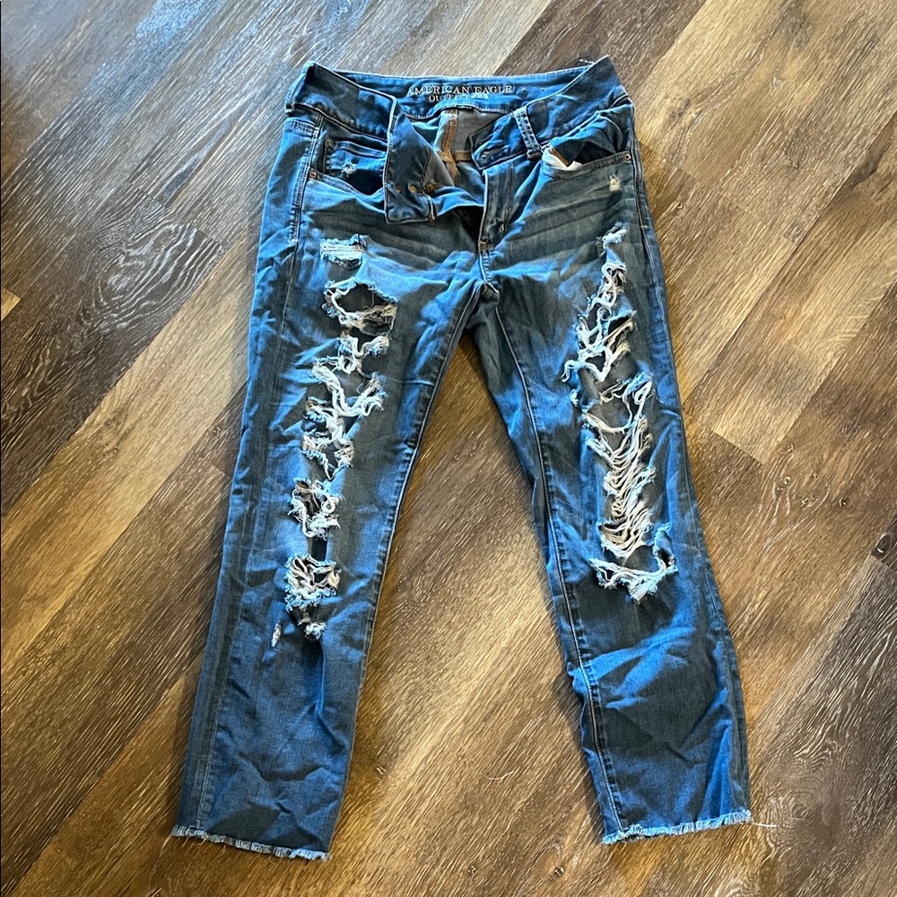 Distressed Blue Jeans